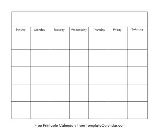 5 Free Printable Blank Calendar Templates