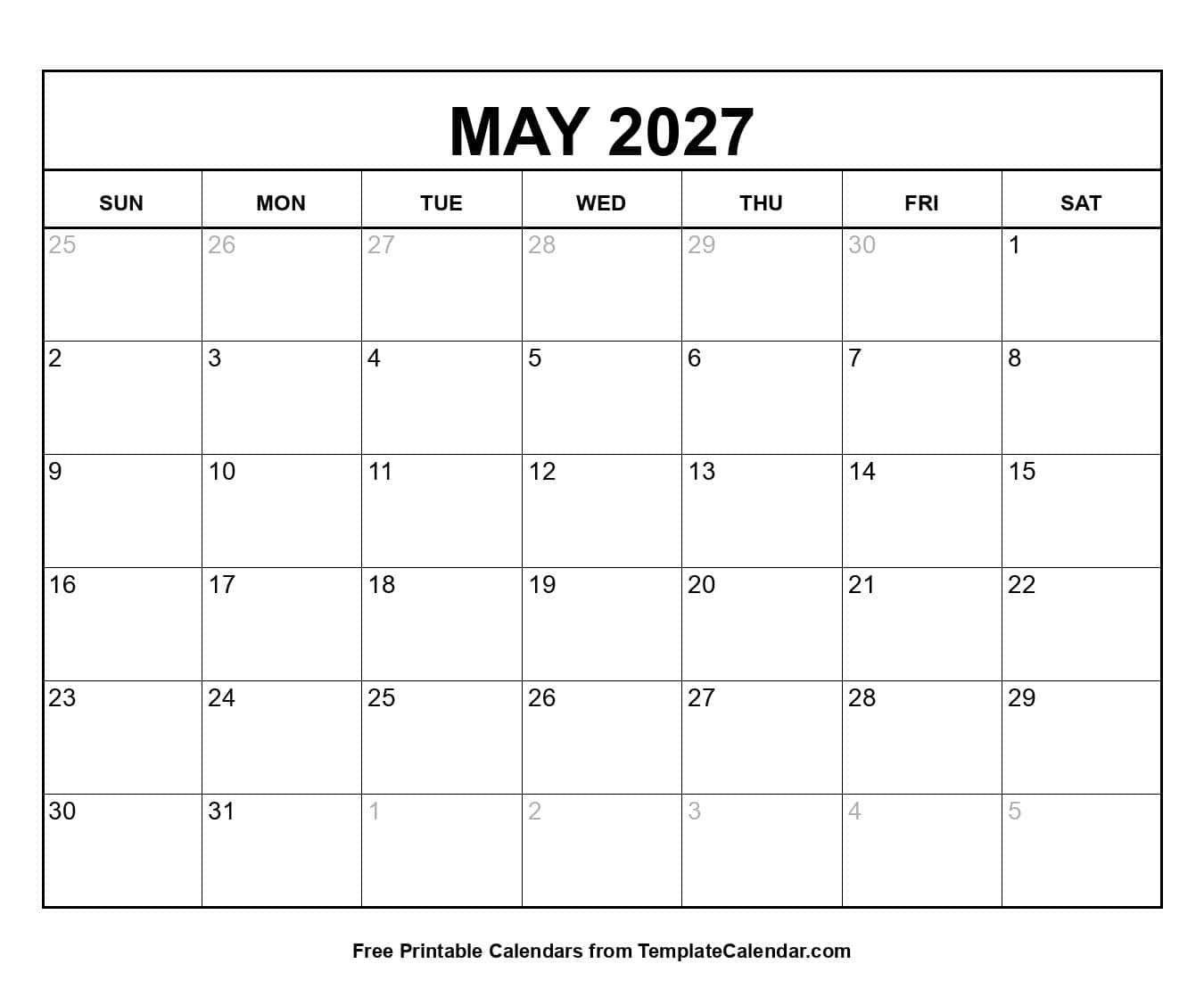 May 2027 Calendar May 2027 Calendar